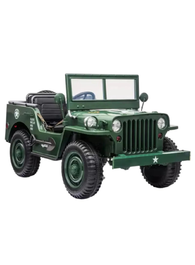 Jeep Military Willy Jeep Ride-On 3-Seater Dark Green - Image 5